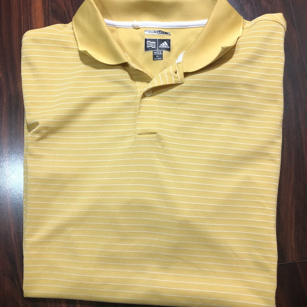 Adidas Climalite Mens Yellow Striped Polo Shirt XL
